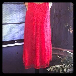 Red comfy pull over lace dress.